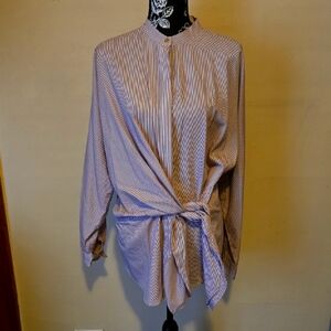 Womens Long Sleeve Button Up Lauren By Ralph Lauren Striped Shirt